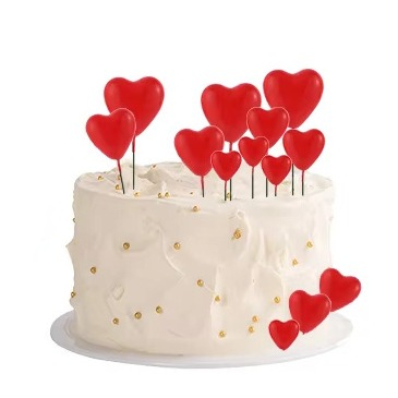 (20-tlg. Set) Kuchenstecker Herzen Tortenstecker Party Deko Topper für Torten / Kuchen - Rot