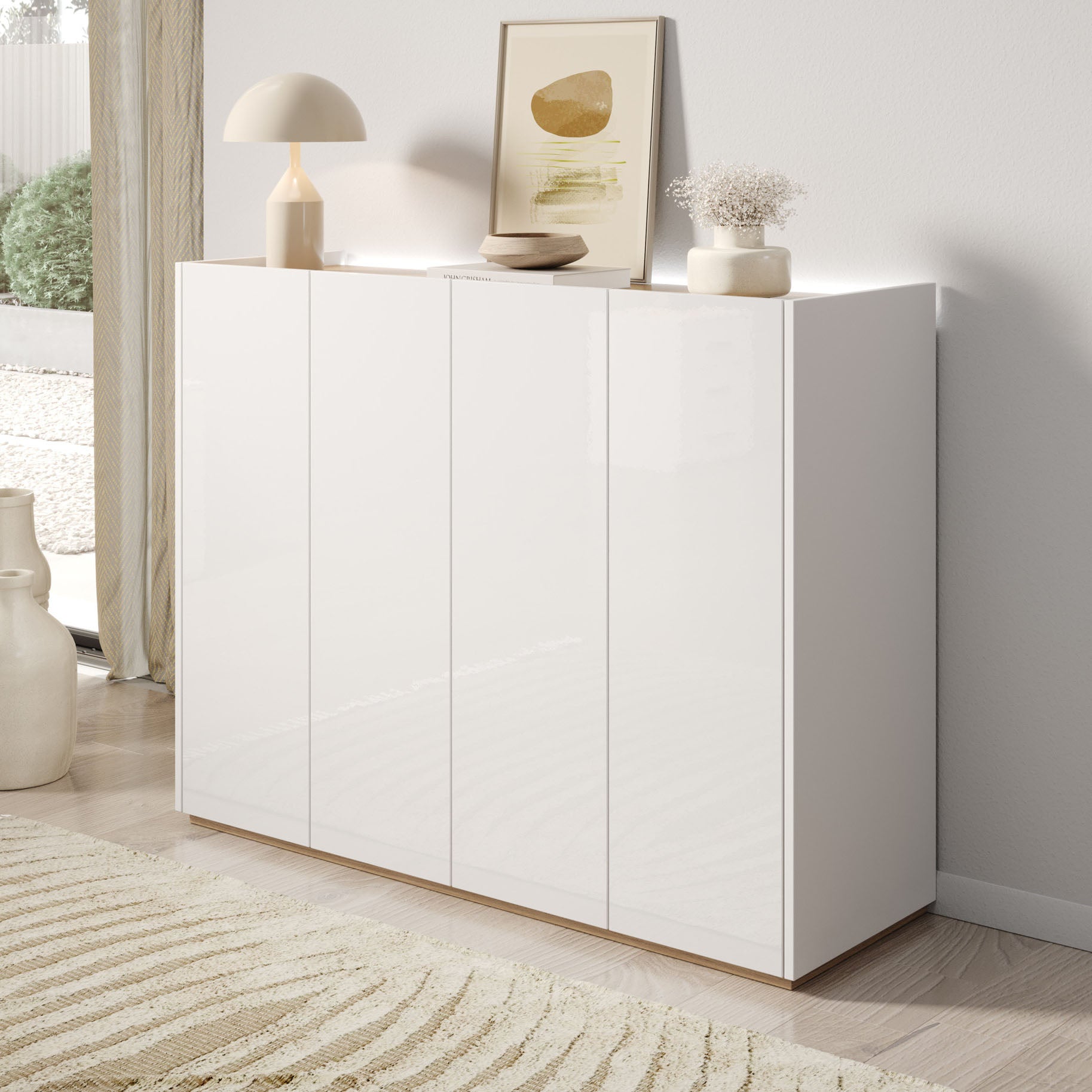 Encore - Schoenenkast met 6 vakken - Wit - 126x40x95 cm