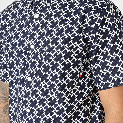 Chemise Manches Courtes Allover Monogram 0627 Bleu Marine