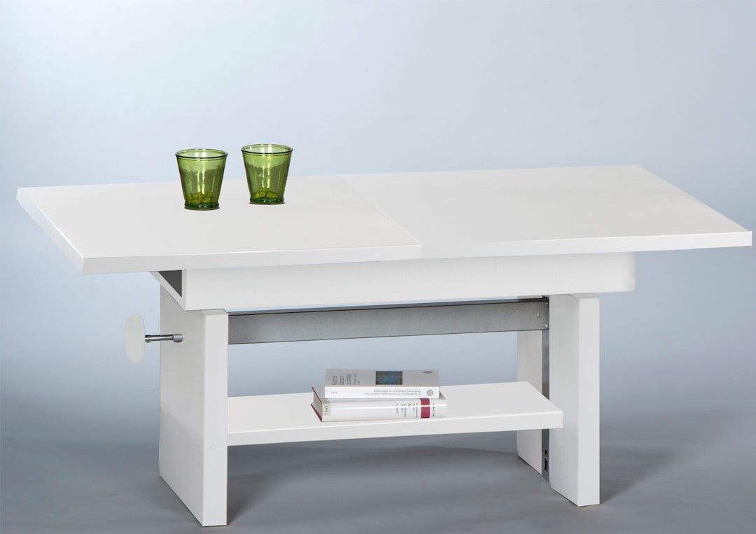 Couchtisch Event Weiß Nachbildung ca. 110-150 x 46-64 x 65 cm