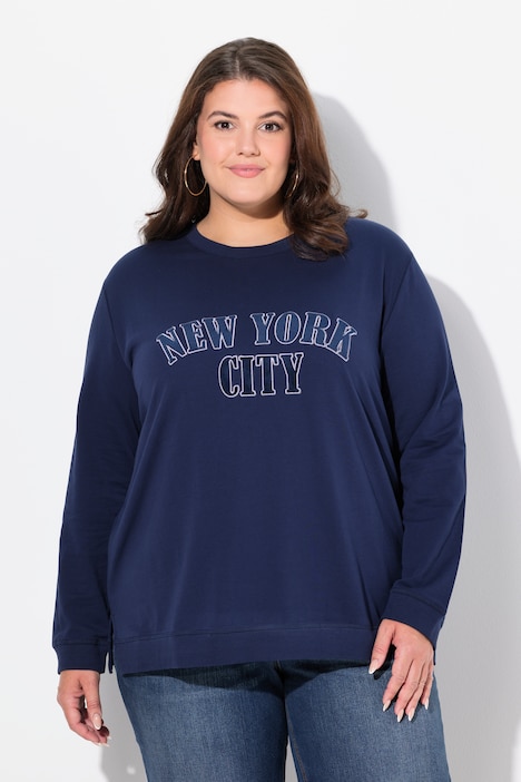 Sweat-Pullover, Stickerei, V-Ausschnitt, Langarm