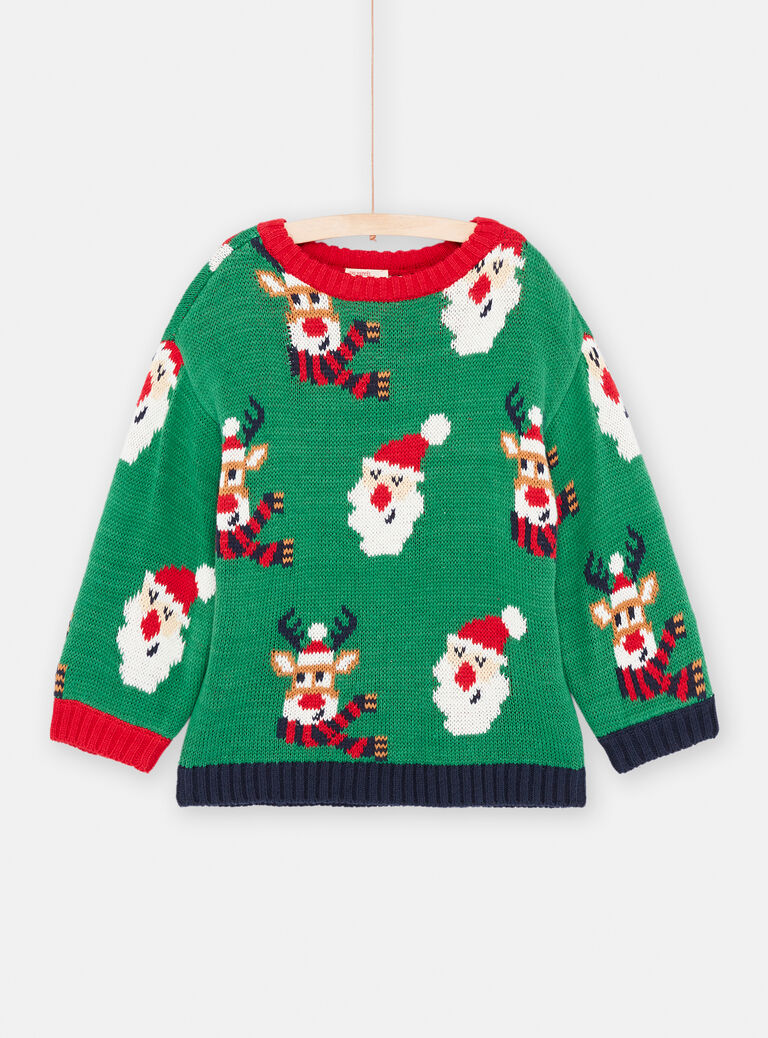 Pull rouge vif de Noël en maille pour garçon
