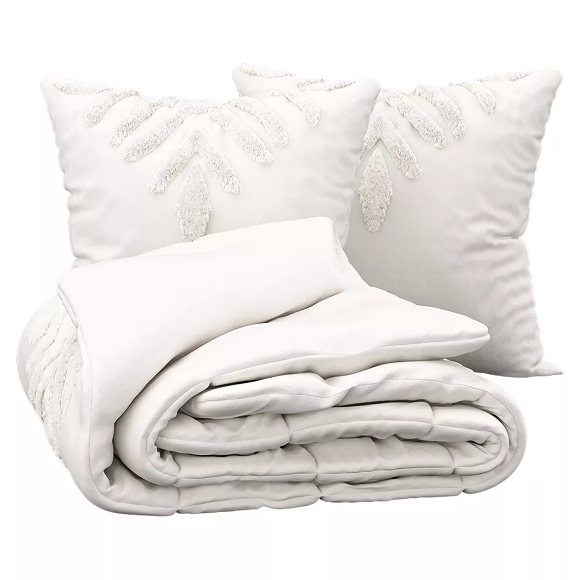 Housse de couette et deux taies coton lavé (240 x 220 cm) Inu Ecru