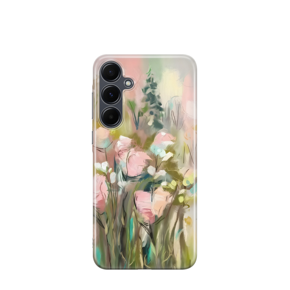 Samsung Galaxy A55 Gummi Hülle Frühlingspoesie - Grün