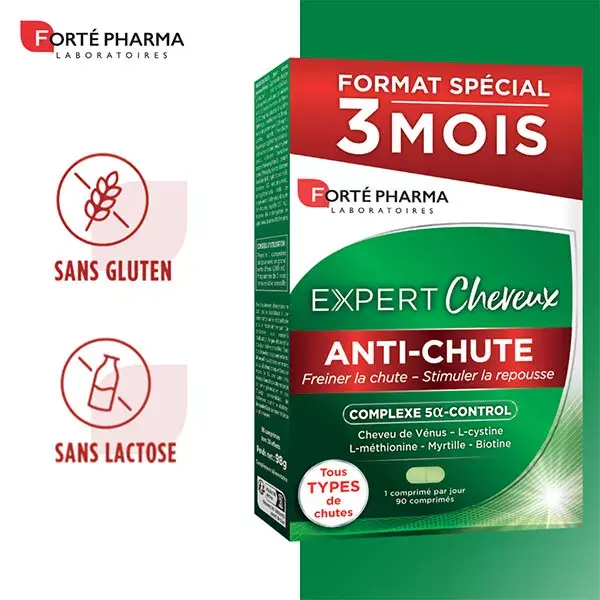 Forté Pharma Expert Anti Chute cheveux Repousse Biotine Myrtille 90 comprimés