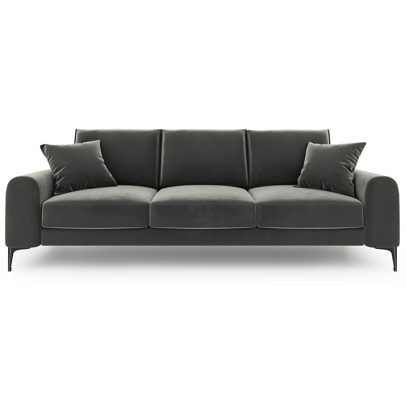 Mazzini Sofas Canapé Velours Madara gris foncé - 222x102x90 cm