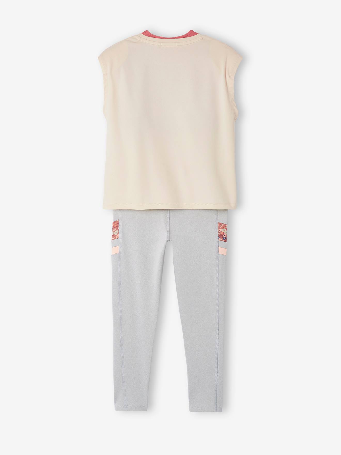 Conjunto esportivo de 3 peças para meninas, cor cru