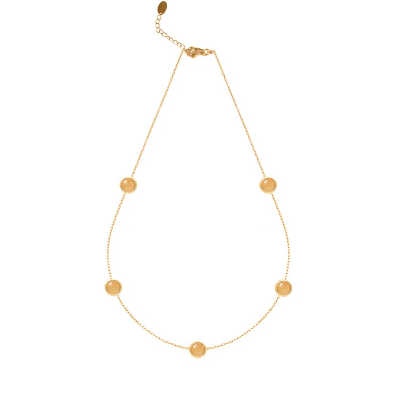 Collier argent doré goutte cristal pêche