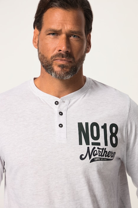 Schlafanzug-Oberteil, Homewear, OEKO-TEX, Henley, Print, Langarm