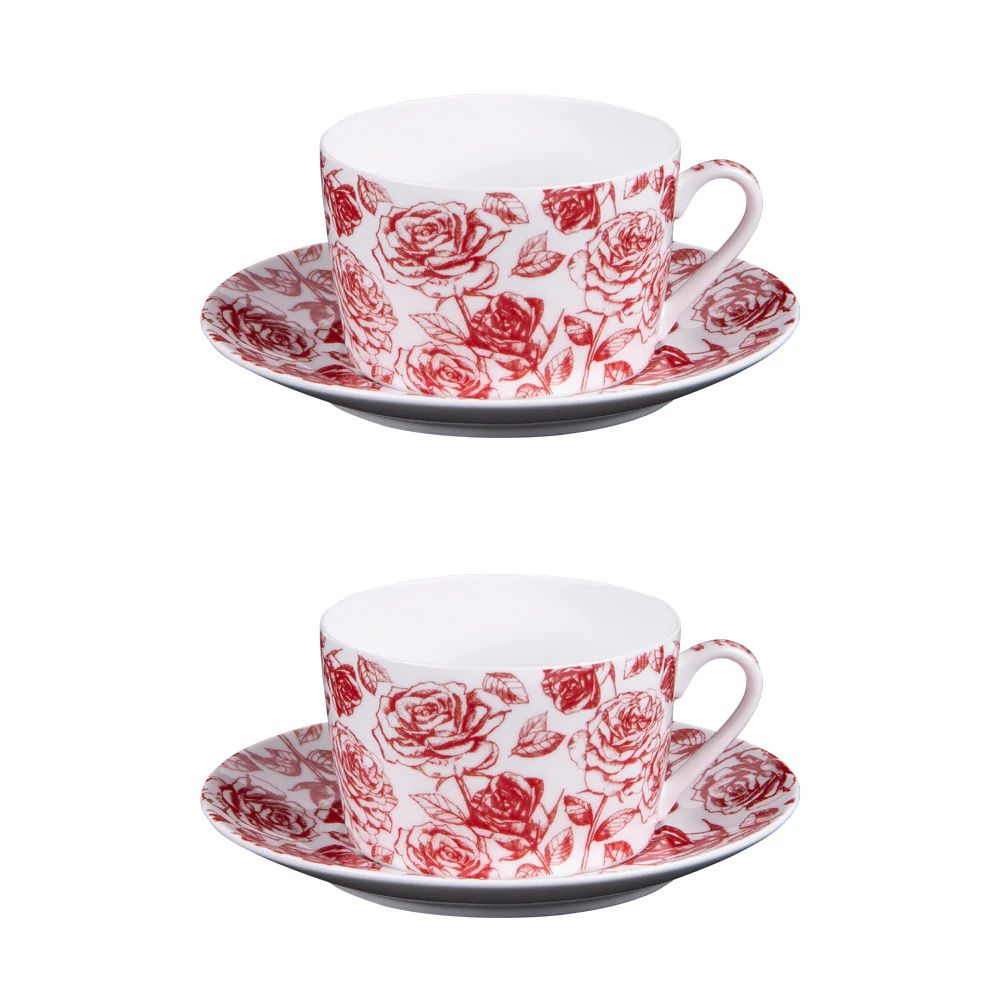 Coffret 2 déjeuners et sous tasses assorties 35 cl Louise Table passio