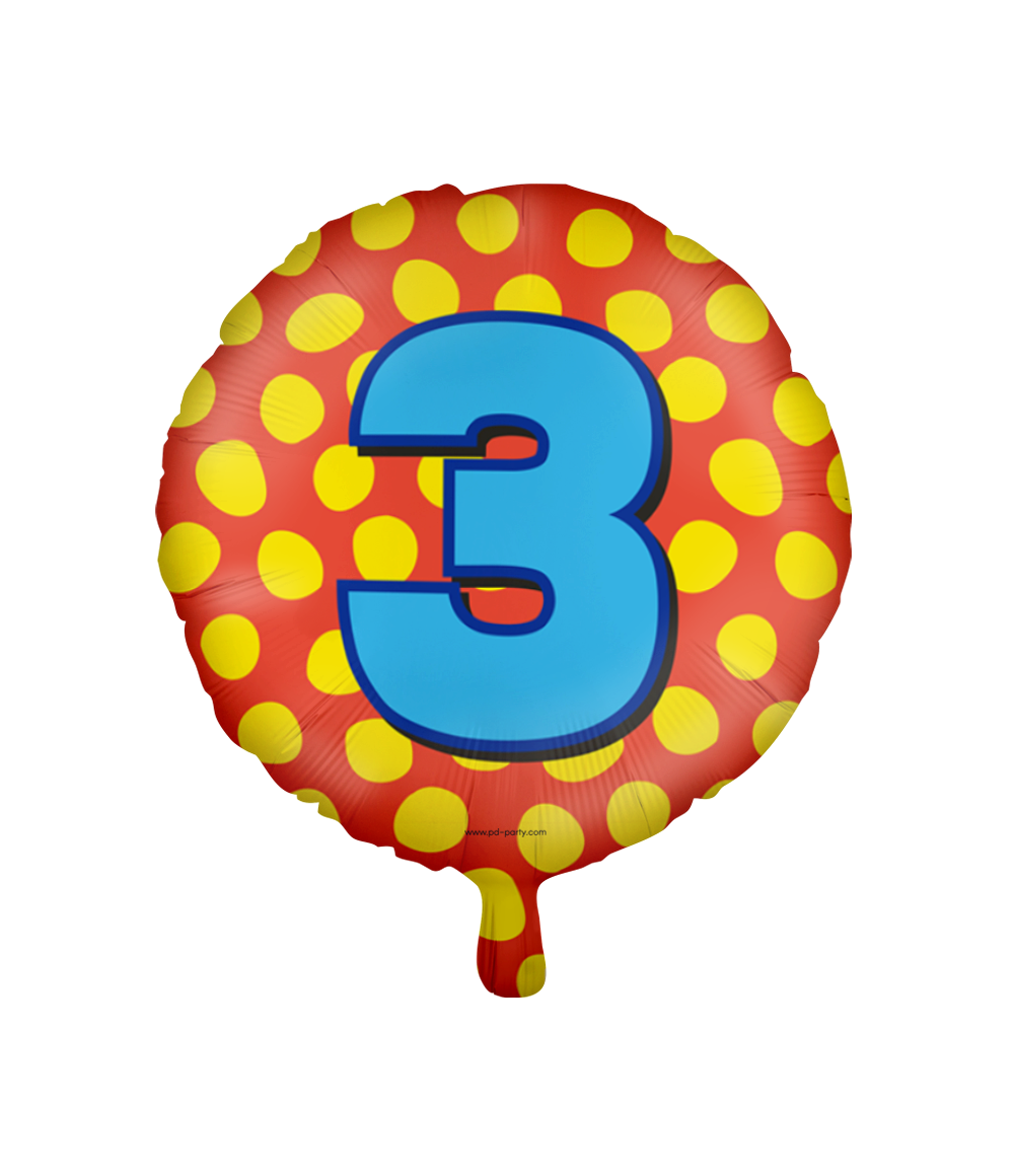 Helium Ballon 3 Jaar Gekleurd Leeg 46cm