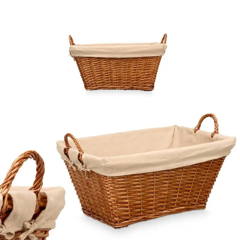 Rieten opberg mand - gevlochten riet - bruin - 65 x 43 x 35 cm