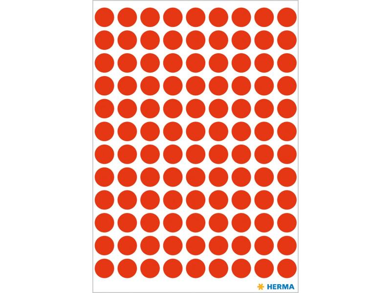 Herma Stickers Klebepunkte Vario Ø 8 mm, Neonrot Markierungspunkte Sticker