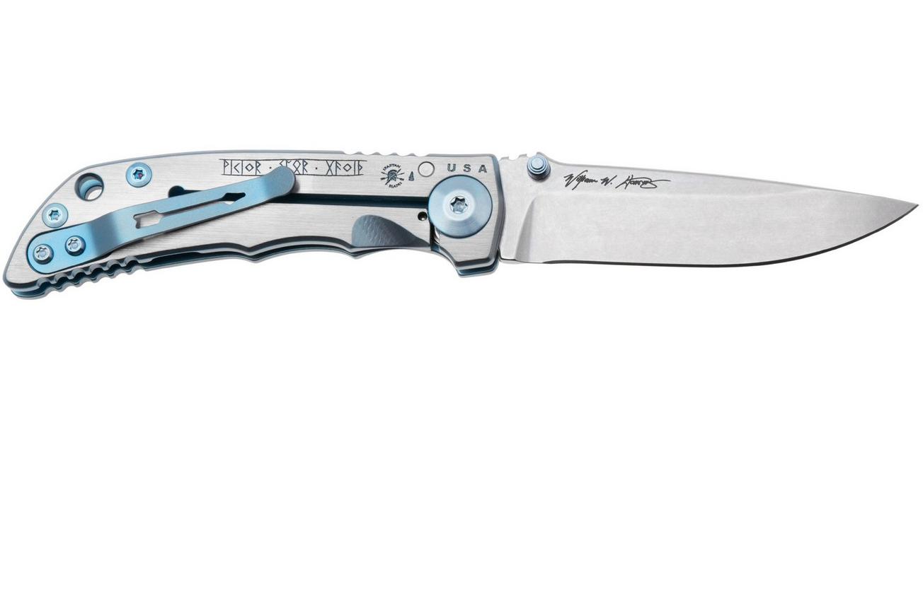Spartan Harsey Folder 3.25 SF10C-VIK-TRL-WALK, Stonewashed CPM MagnaCut, Viking Trail Walker Blue/Grey Titanium zakmes
