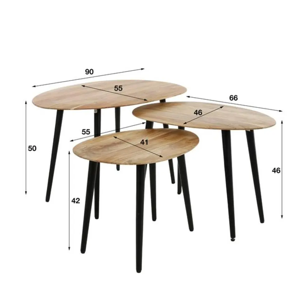 Hoyz Collection - Salontafel Set Organisch - Massief Acacia Naturel - Set van 3