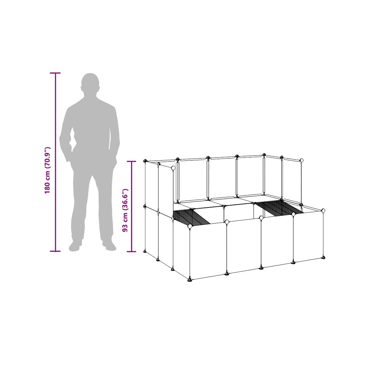 VidaXL Kleintierkäfig PP Stahl Freigehege Transparent/Schwarz