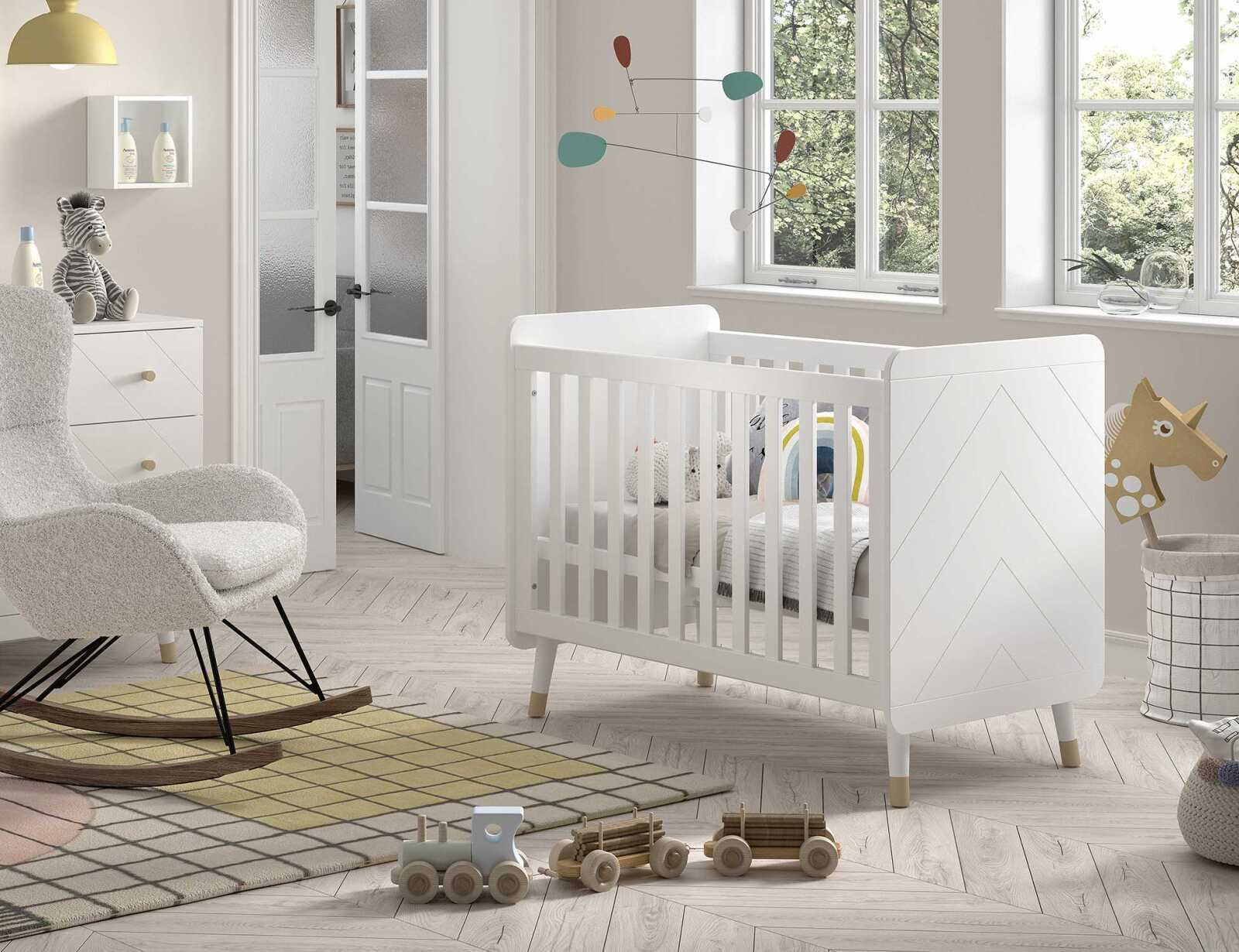 Babybett BILLY - weiß - verstellbares Lattenrost - 60x120 cm