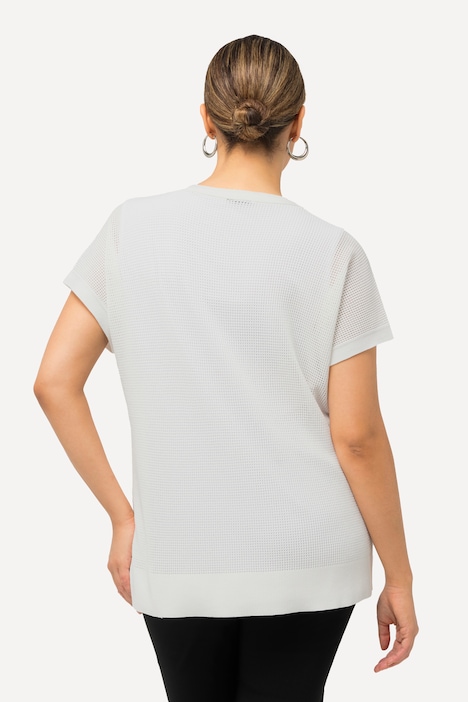 Pullover, Struktur, Oversized, V-Ausschnitt, ärmellos