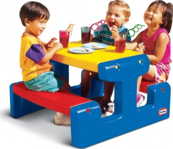 Little Tikes Large Picnic Table, Indendørs & udendørs, Blå, Rød, Gul, 6 person(er), Plast, 3 År, 23 kg