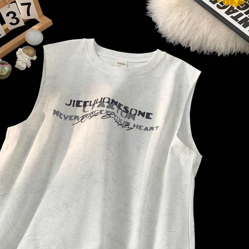 Derbundy - Mouwloos tanktopje met ronde hals en letterprint