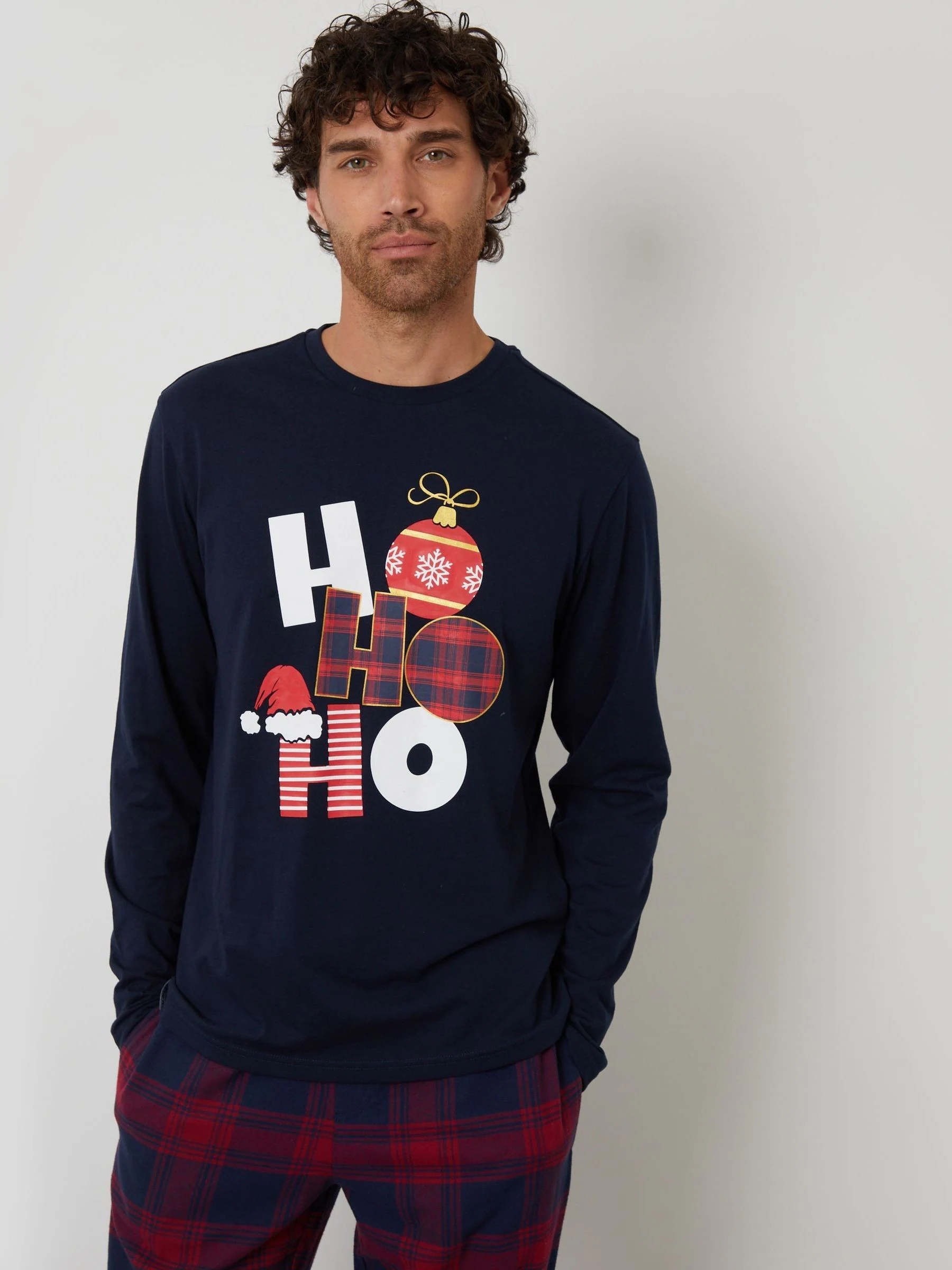 Threadbare Long Check Christmas Pyjamas Set