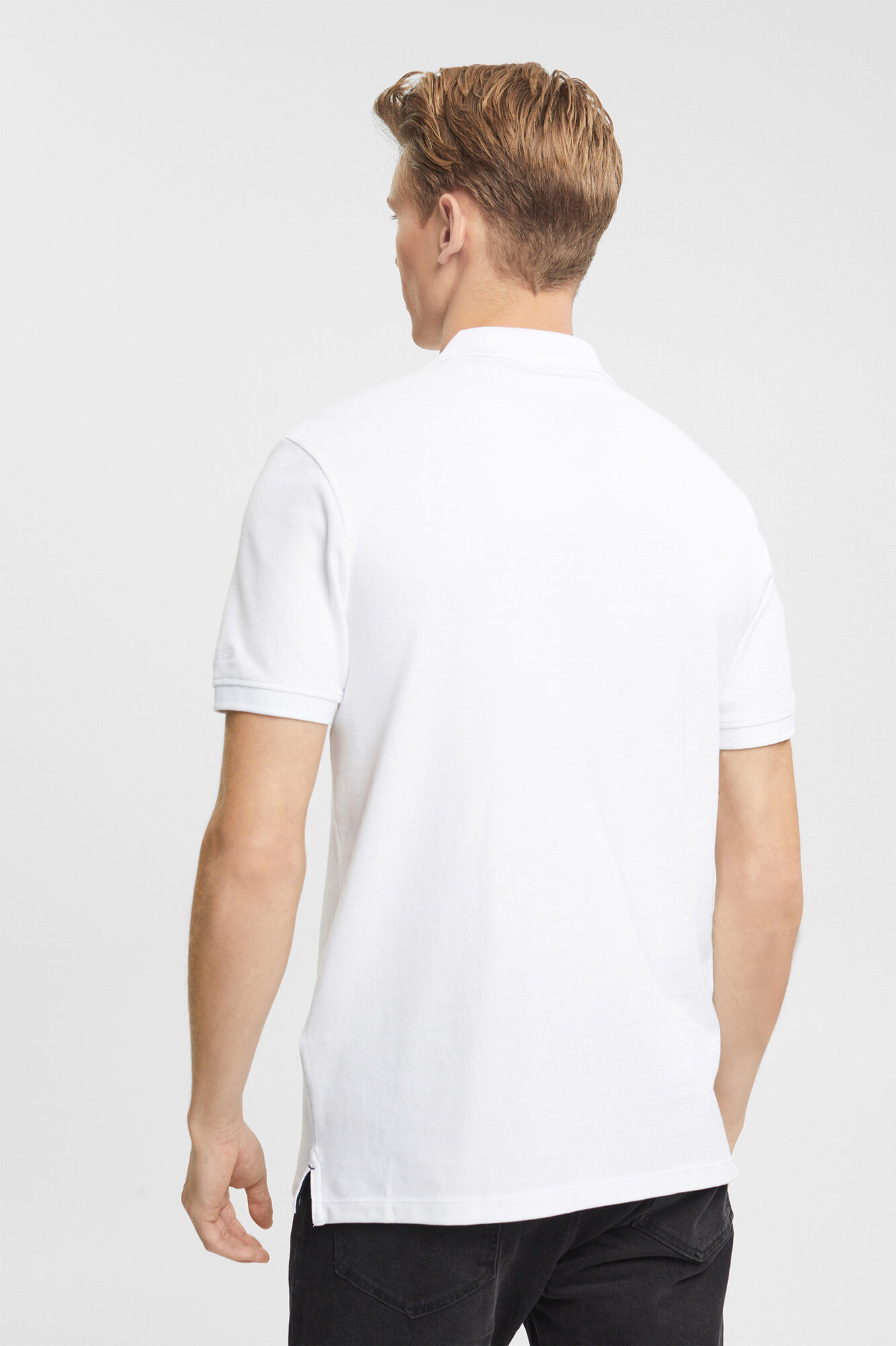 Camisa polo básica em piqué de algodão - Branca