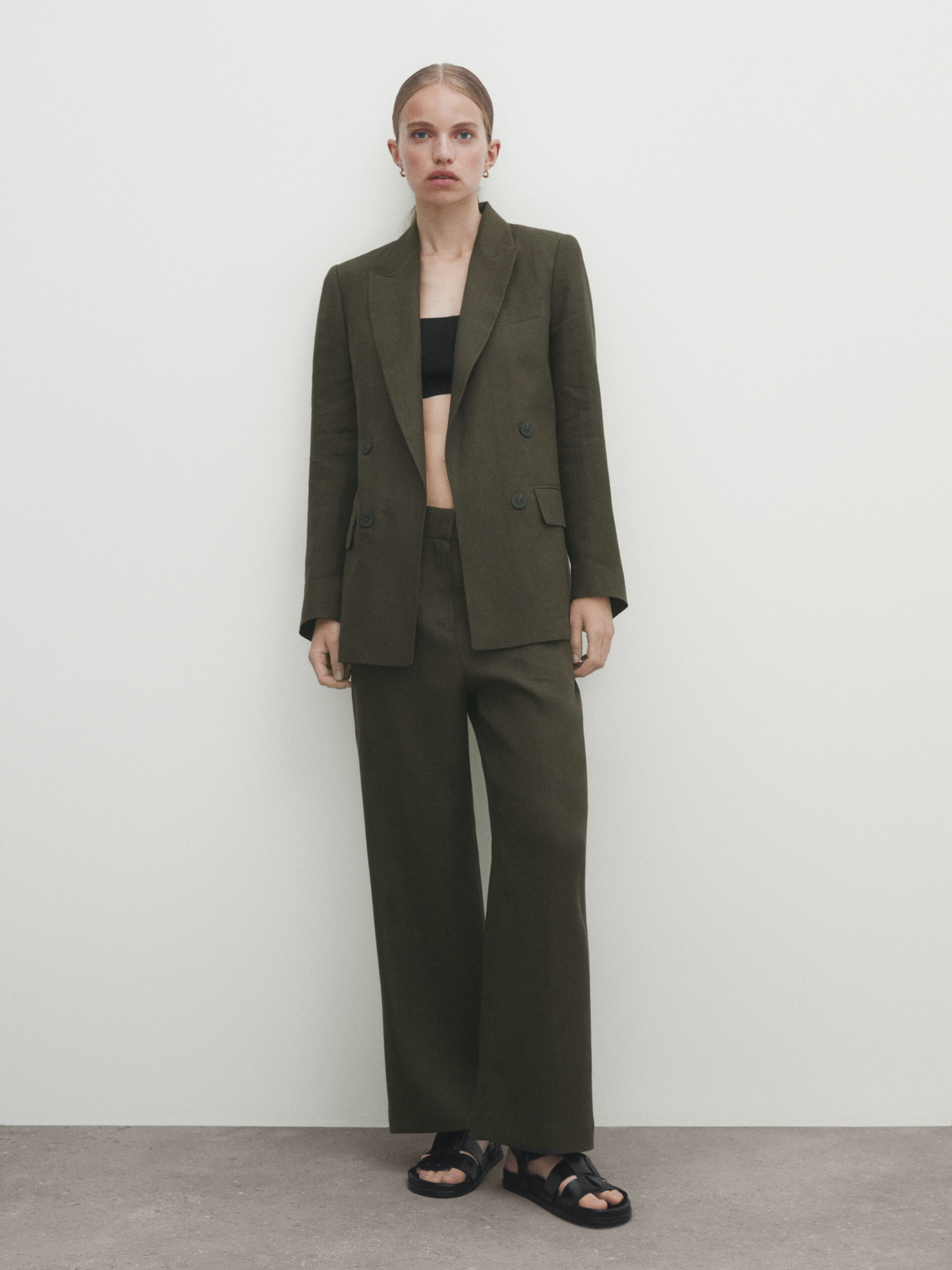 Traje Americana 100% linho cruce falso - GRIS