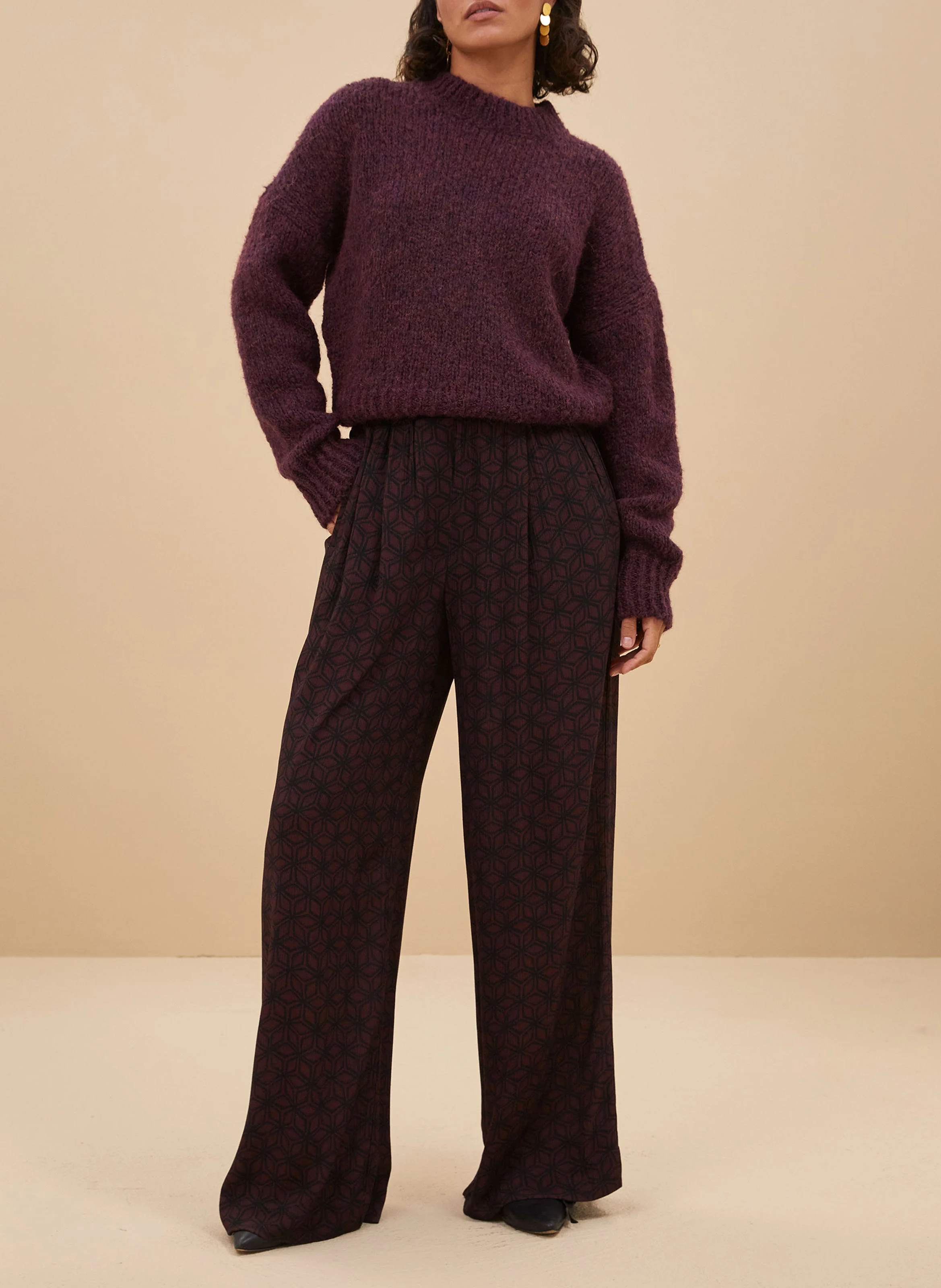 SONNY - Pull droit en laine mélangé | Rouge