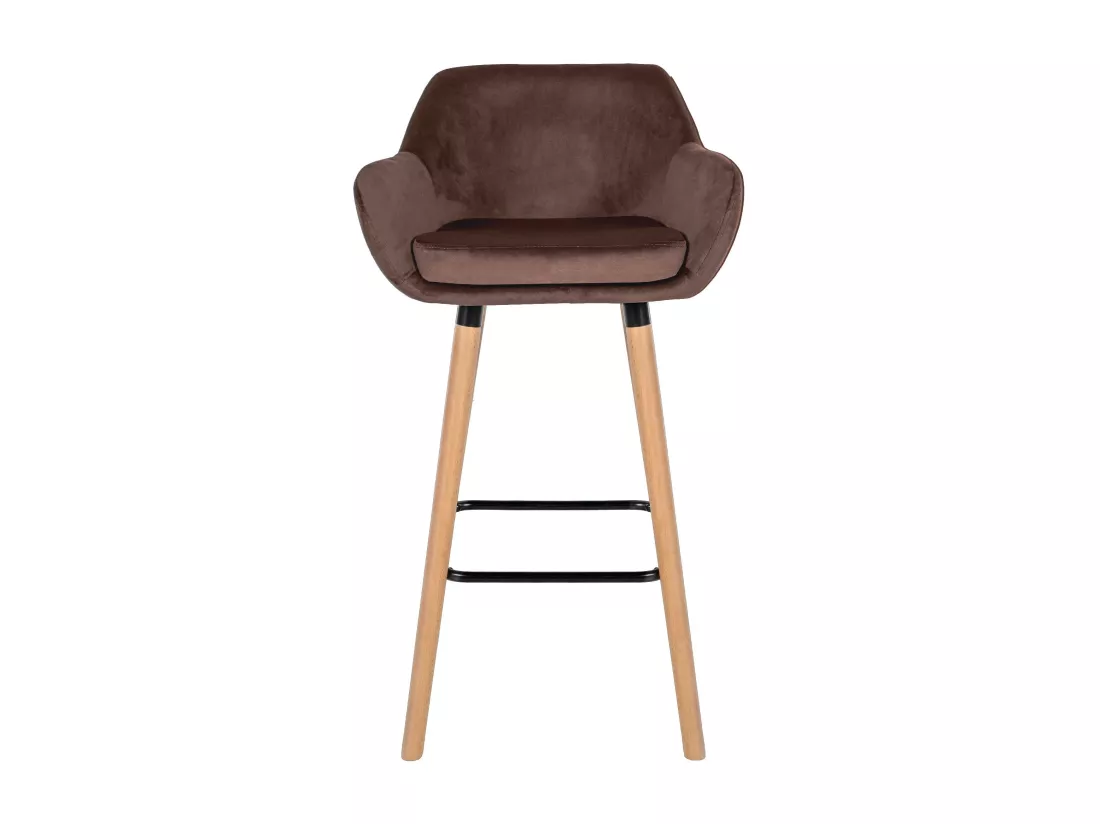 Lot de 2 Tabouret de bar - Velours - Café - Grant