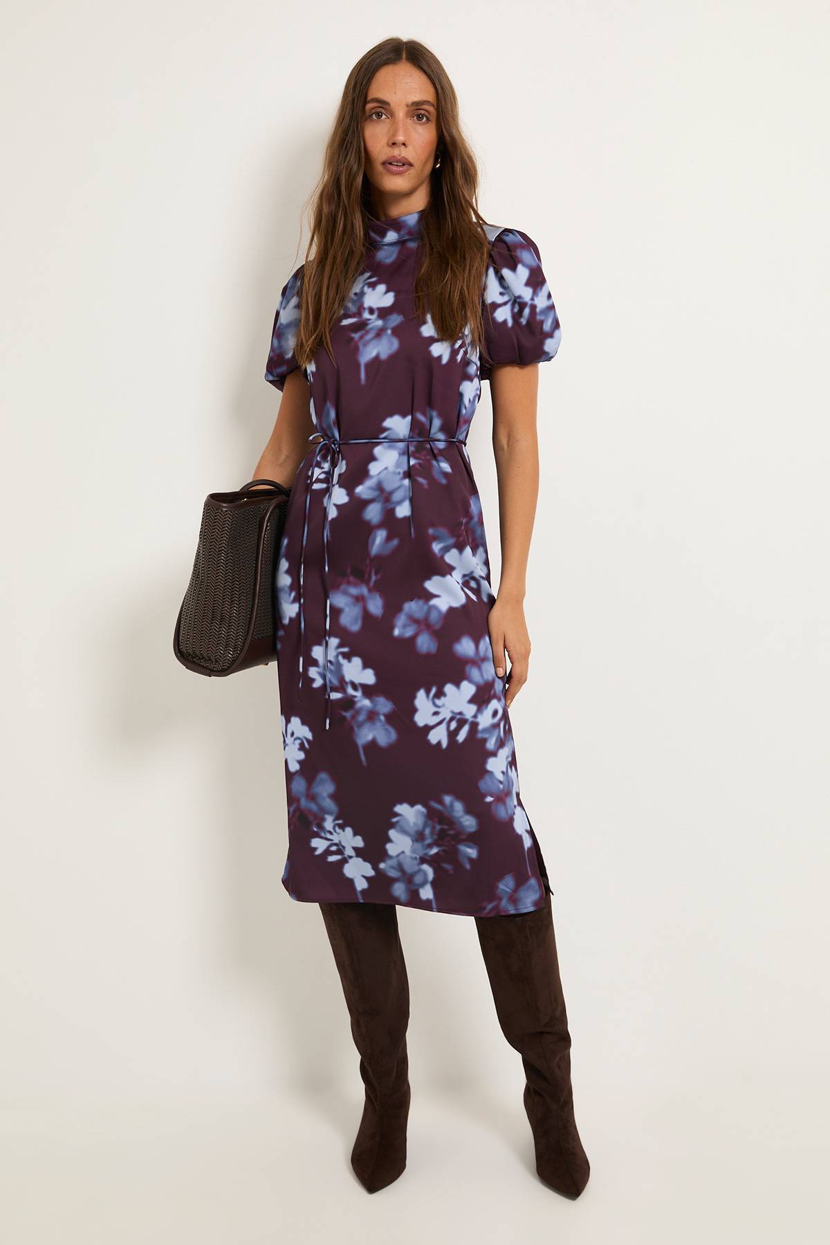 Wallis Robe Midi En Satin À Motif Floral
