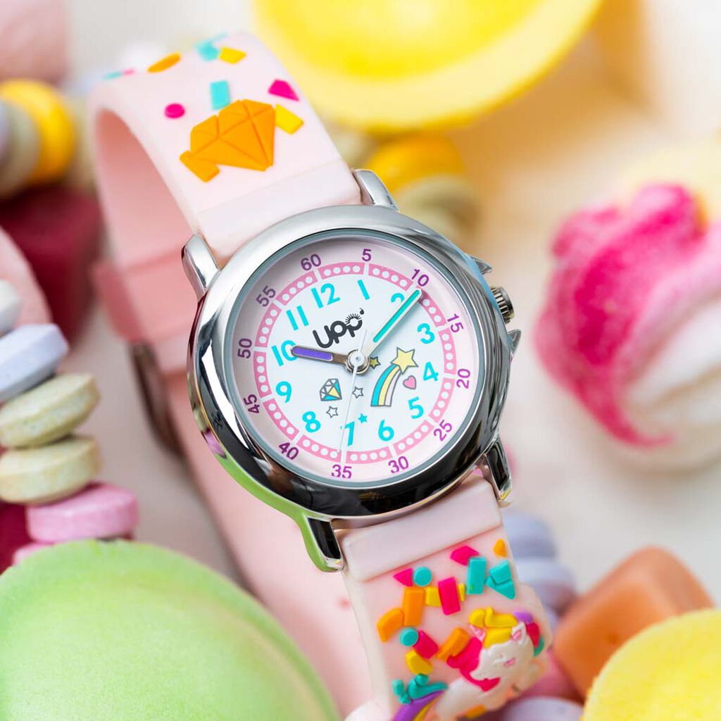 Montre Upp Fuzzy Rose Et Blanc