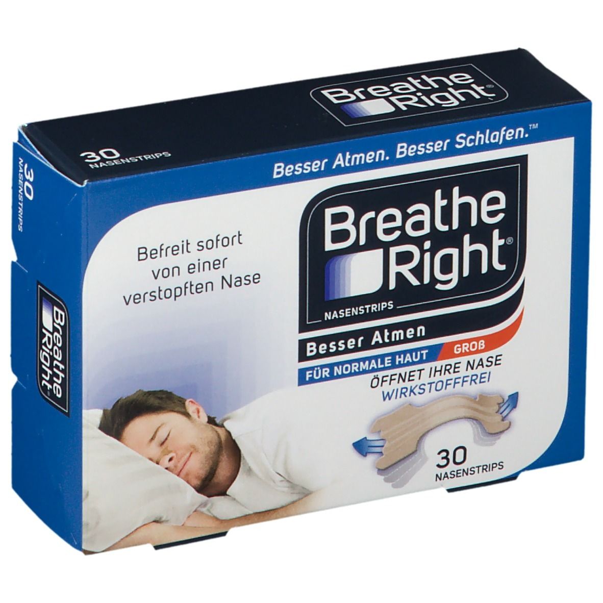 Besser Atmen Breathe Right Nasenstrips beige, groß