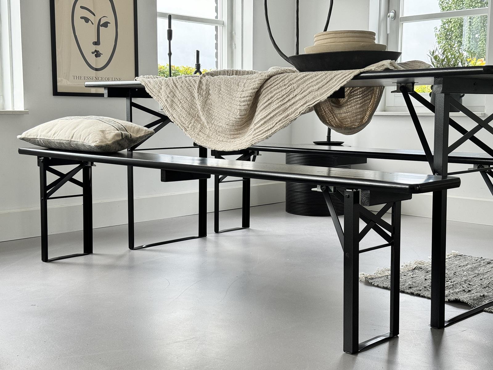 Inklapbare bierbank Berlijn zwart 200 cm