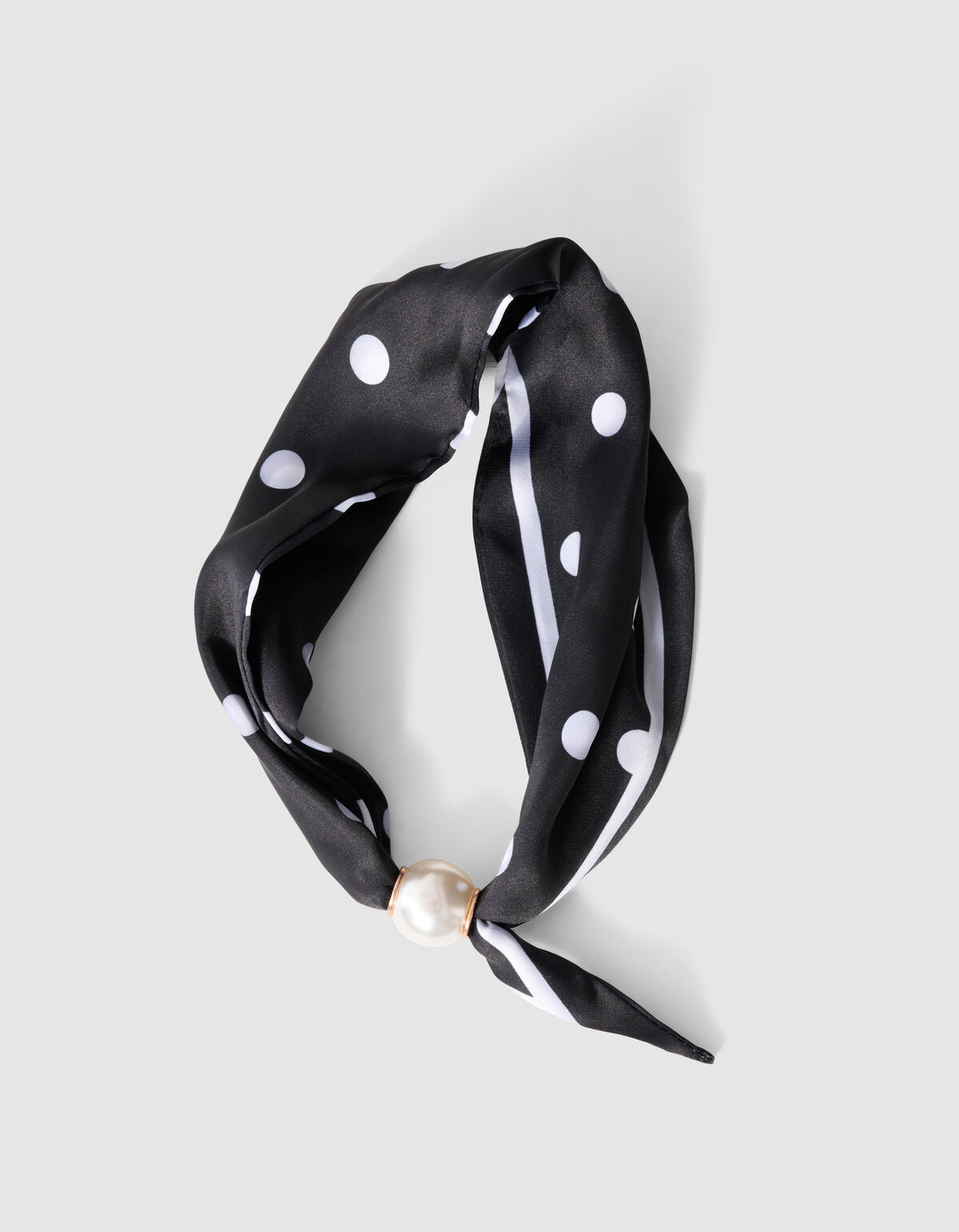 Pearl Dotted Sjaal Ketting Zwart/Wit