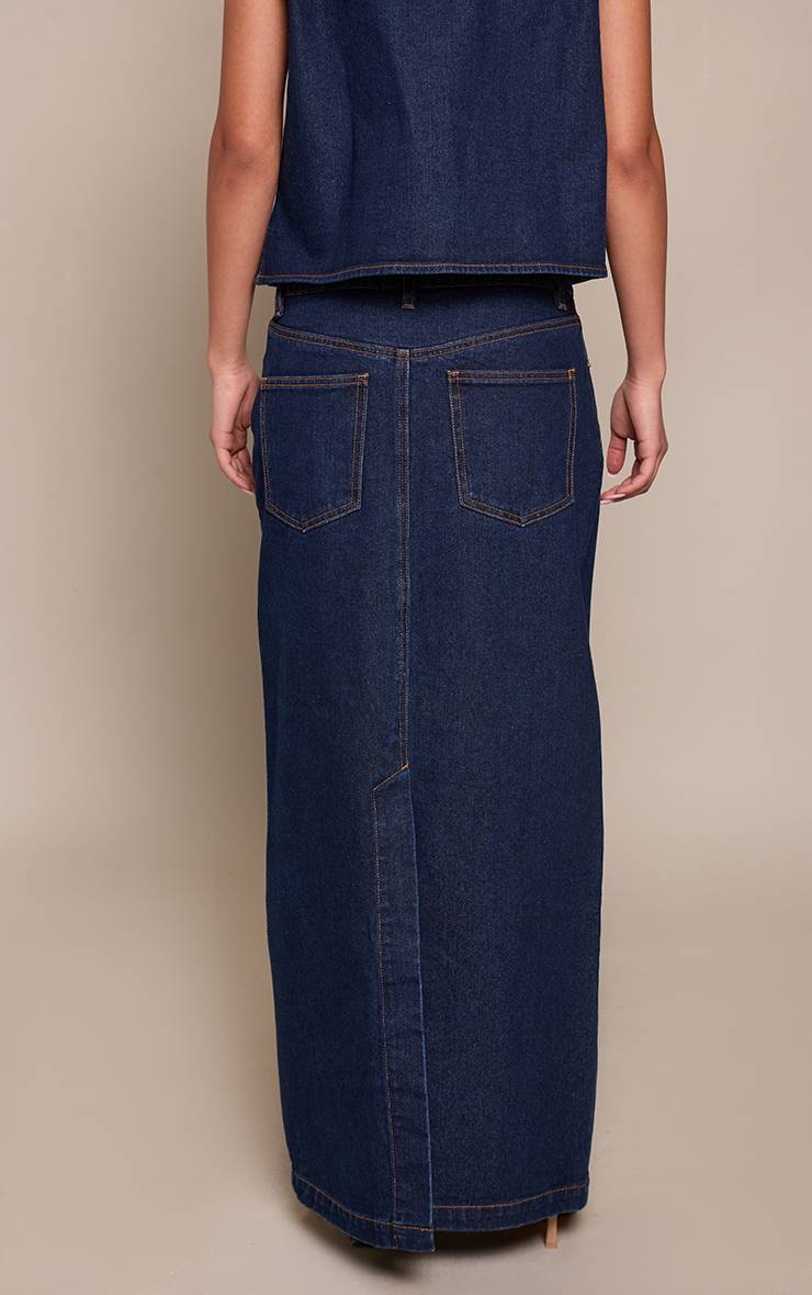 Bleu Indigo Jupe Longue En Denim Évasée