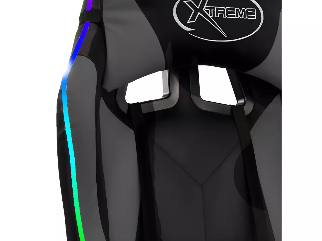Fauteuil de jeux vidéo avec LED RVB Gris et noir Similicuir
