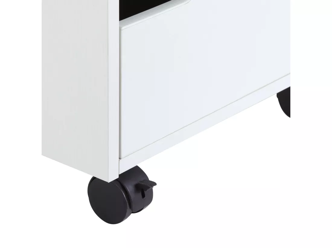 HOMCOM Caisson de bureau rangement sur roulettes 3 tiroirs verrouillables 40 x 50 x 57,5 cm MDF blanc