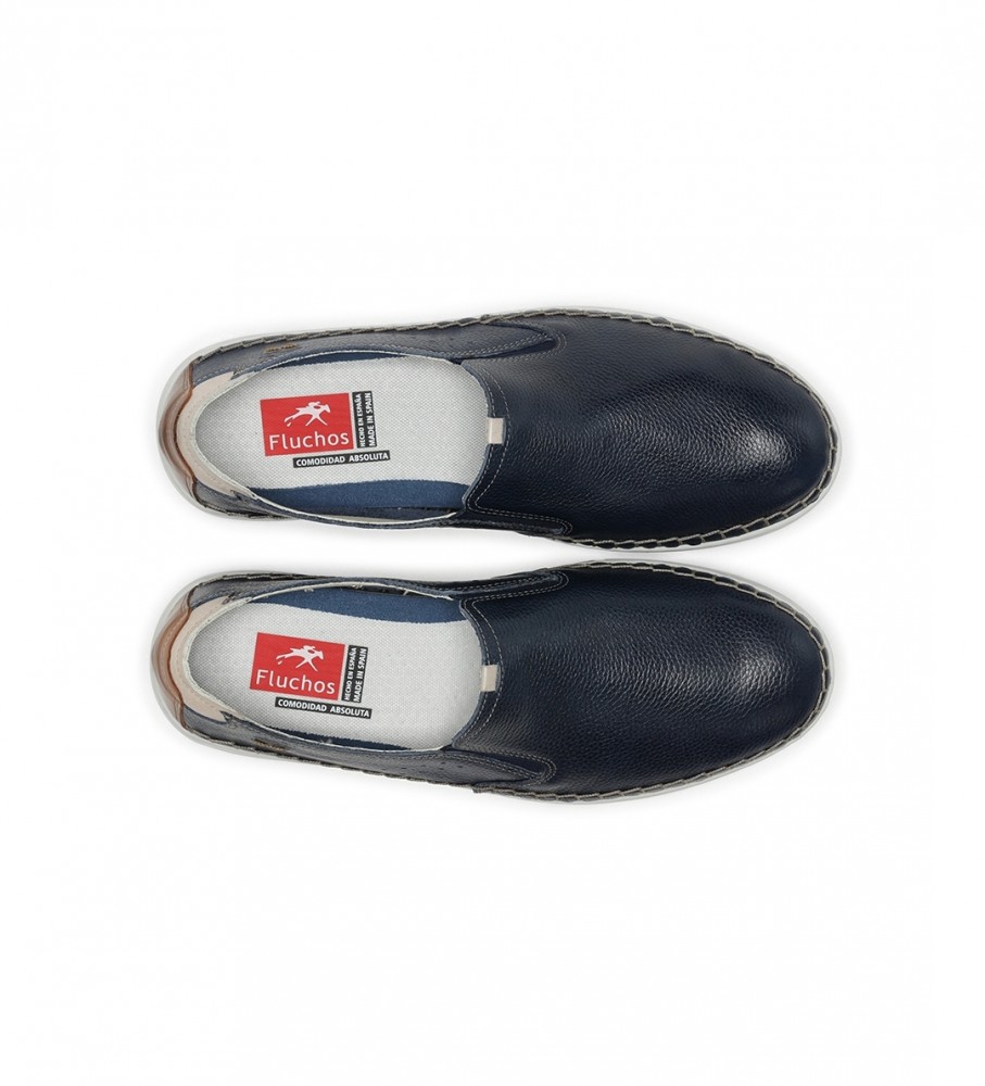 Mocassins Fluchos Lester em couro azul-marinho