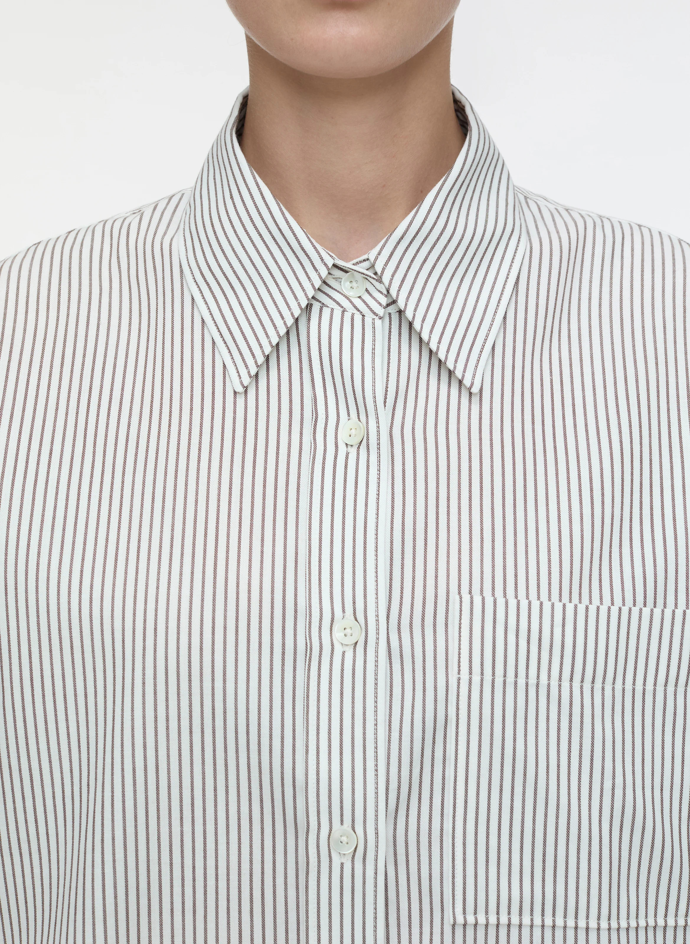 Chemise col classique en coton et en laine mélangée | Beige