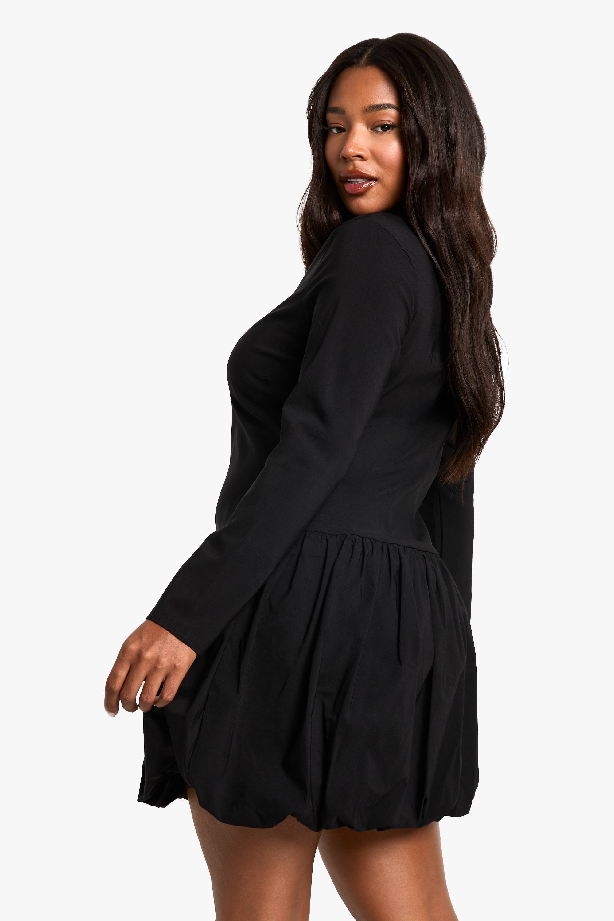 boohoo plus bengaline puffball mini dress