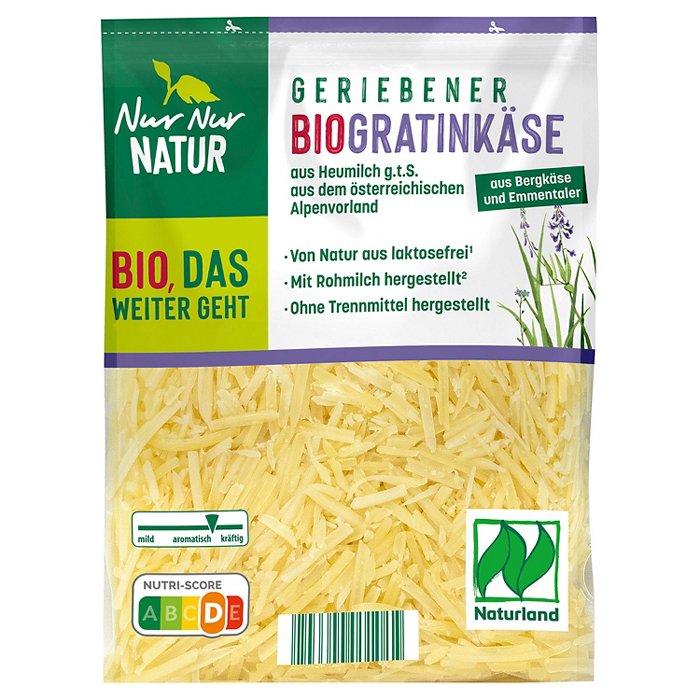NUR NUR NATUR Bio-Reibekäse 150 g, Gratinkäse