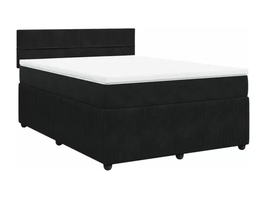 Sommier à lattes de lit avec matelas Noir 140x190 cm Velours