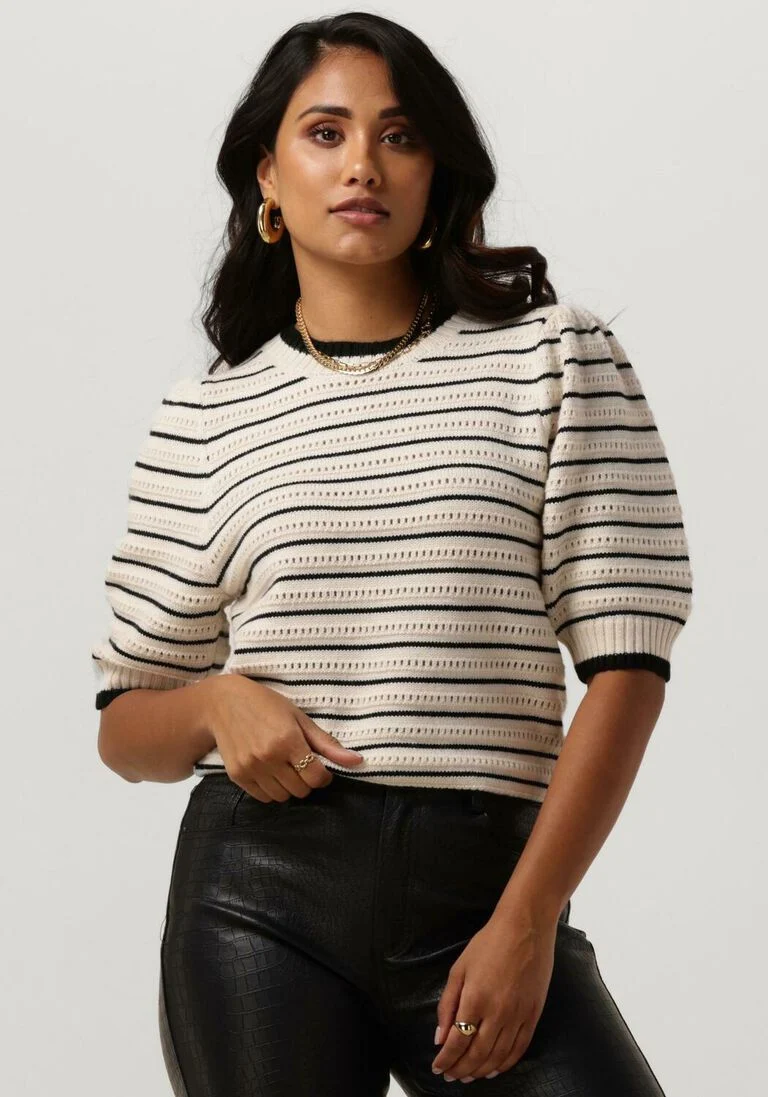 NEO NOIR gebroken wit neo noir trui sidra stitch knit blouse