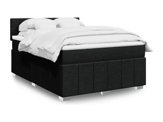 Sommier à lattes de lit avec matelas Noir 160x200 cm Tissu