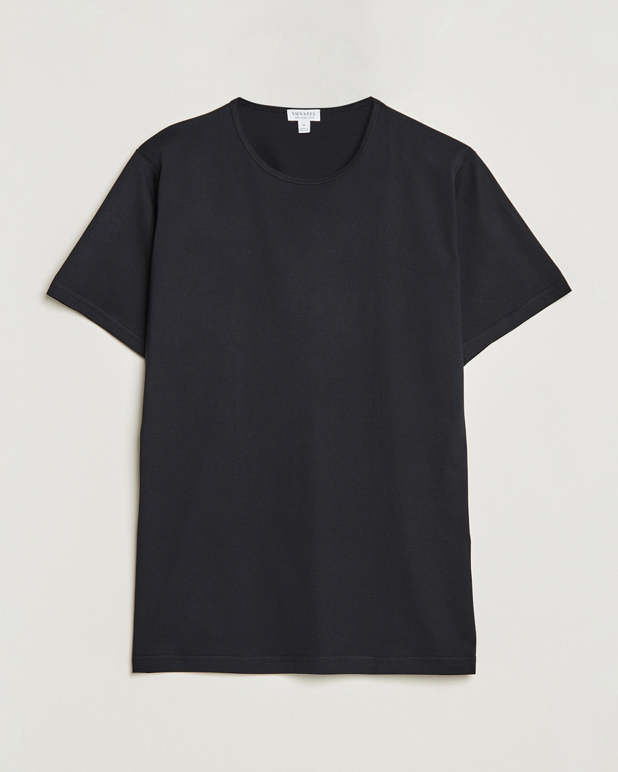 Sunspel Superfine Cotton Crew Neck T-Shirt Black