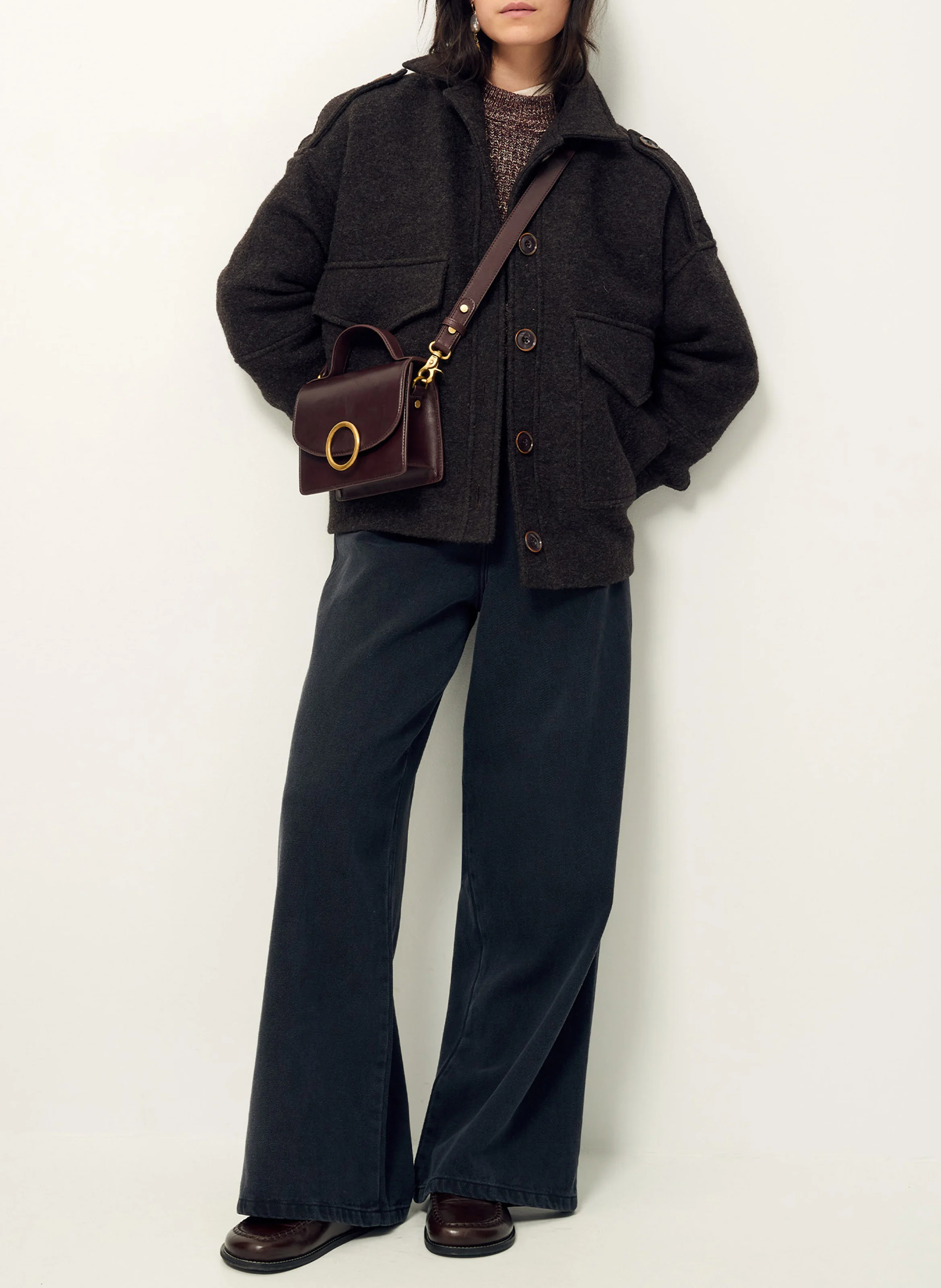 HARRISON - Manteau droit en laine | Marron