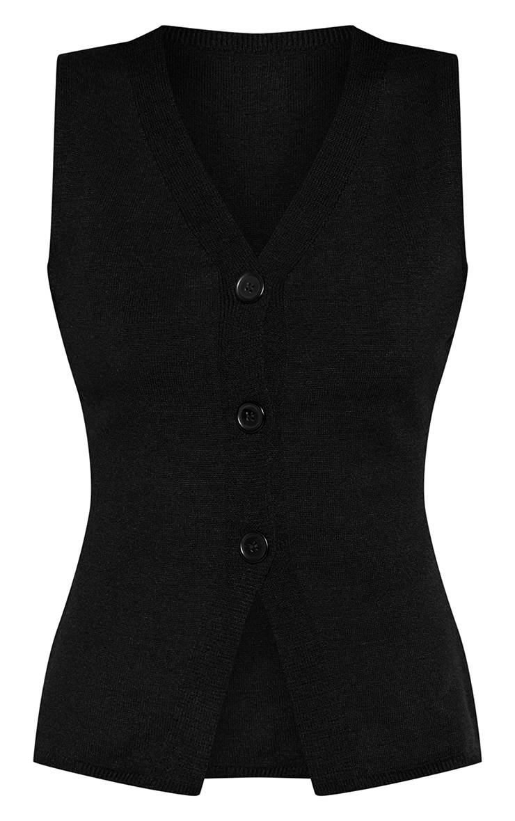 Noir Gilet Long Sans Manches En Maille Tall