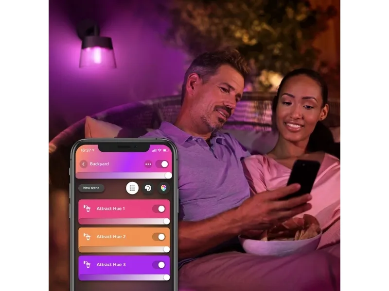 Philips Hue White and Color Ambiance Attract - Væglampe - LED - 8 W (tilsvarende 49 W) - 16 millioner farver - 2000-6500 K - sort