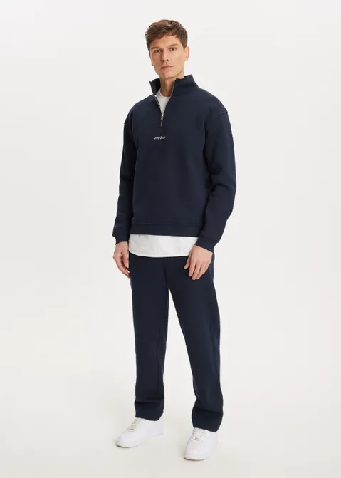 Brushed half zip sweater blauw (BLW.D)