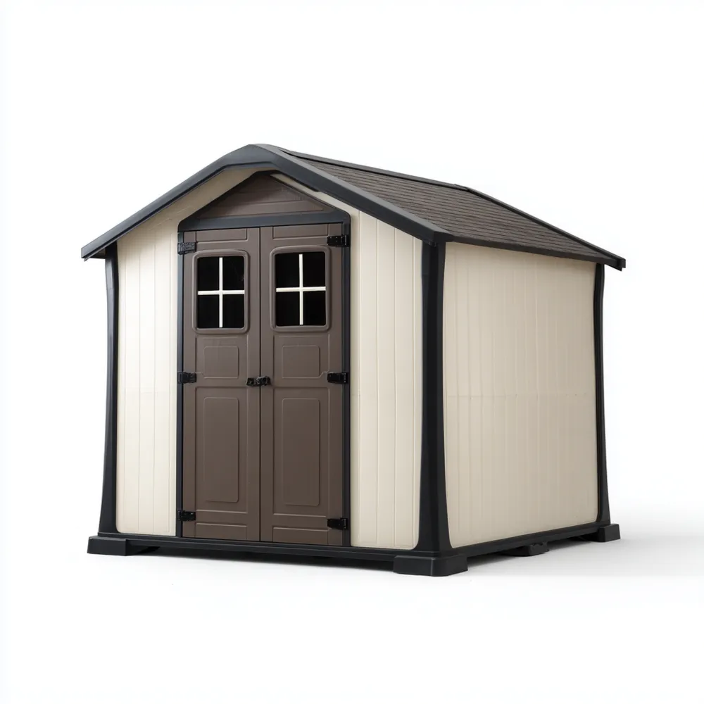 Gartenschuppen Kunststoff 250x200x220 cm - Beige/Braun - Wetterfest